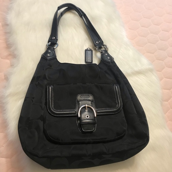 Coach ⚜️ Leather Trim Monogrammed Handbag - Picture 2 of 8